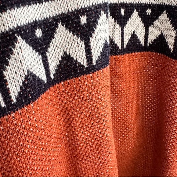 Vocal Geometric Wool Blend Open Blanket Cardigan Fringe L/XL - Picture 9 of 12